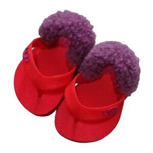 NEW UGG Baby Infant Yia Yia Red Flip Flop Shearling Trim Elastic Sling Back